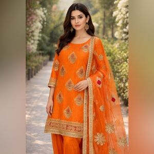 Orange and Red salwar suit